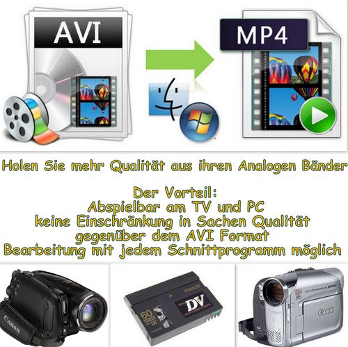 Stick inkl. 3 Bänder Hi8 Video8 Digital8 digitalisieren im MP4 Format auf USB 
